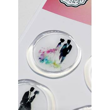 M�h�rc�m 12 Adet Haz�r Kendinden Yap��kanl� Gelin Damat Davetiye Sticker M�h�r KYSM116