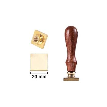 Mühürcüm Mühür Mumu Damga 20 mm Kare Boş Pirinç Kafa + Ahşap Sap R5799S20