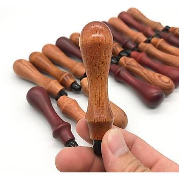 Ahşap Mum Mühürü Sapı Kahverengi Boyalı Kauçuk Ağacı M8 Metal Diş  