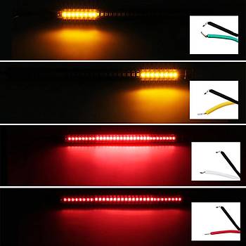 Motosiklet Fren ve Dn Sinyali Plaka 48 LED Ik Esnek Kuyruk erit 50cm Kablo