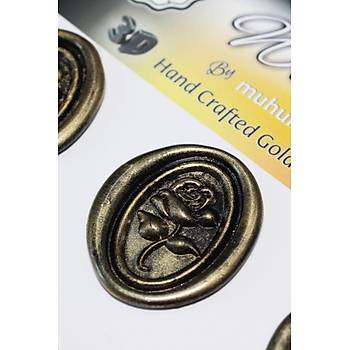 Mühürcüm Black Gold Rosebuds 12 Adet 3D Hazır Kendinden Yapışkanlı Sticker Mühür RM2106