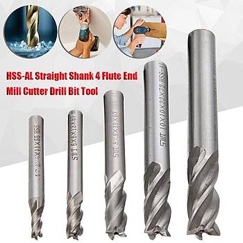 HSS Düz Shank 4 Flüt End Mill Kesici CNC Uç 10 lu Set 1.5mm-10mm