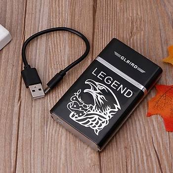 Alevsiz USB Şarjlı Paket İçi Gizli Çakmak Sigara Paketi Muhafaza Kutusu