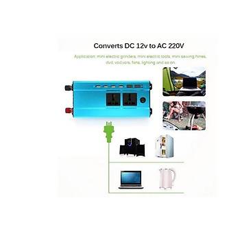 4000W İnvertör 12V to 220V  Gerilim Dönüştürücü Trafo 4 USB Şarj Cihazı Araç Ev