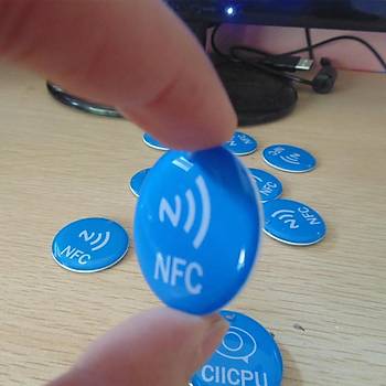 NFC Tag Su Geirmez Mavi Kristal Epoksi 13.56 MHz Ntag213