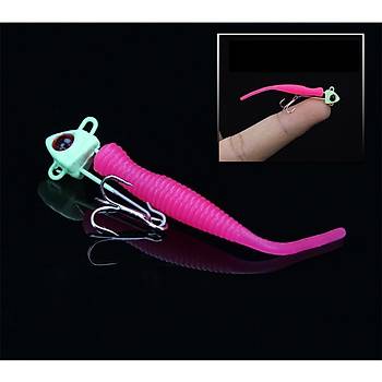 PROFISHER 2 Adet Kur�un Fosforlu Kafa ��neli Silikon Yem 5.5 cm 2.2g 