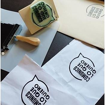 Kauçuk Mürekkep Boya Yayma Rulosu 10cm Ahşap Saplı Baskı Sanat 
