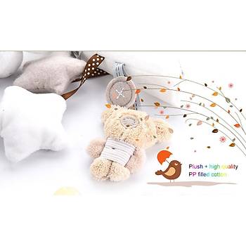 Peluş Eğitici Müzikli Hayvancıklar Dönence Puset Yatak Beşik Bağlama 