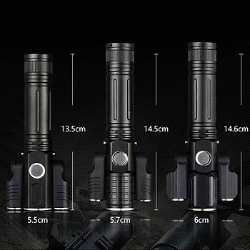 -Kafa USB arj CREE LED El Feneri Alminyum Taktik W8 E39 
