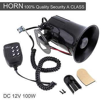 Ara Motosiklet Megafon Hoparlr 115db 100W 12V 6 Farkl Siren Sesi Mikrofon