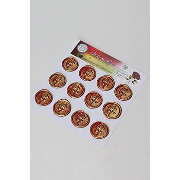 Mühürcüm Red Gold Rosebuds 12 Adet 3D Hazır Kendinden Yapışkanlı Sticker Mühür RM2105