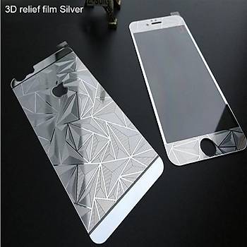 iPhone 6 Plus 6S + İçin Ön/Arka Mirror Aynalı 3D Ekran Koruyucu Tamperli Cam Gümüş Renk