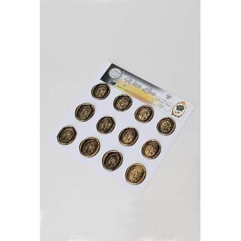  Mühürcüm Black Gold Rose 12 Adet 3D Hazır Kendinden Yapışkanlı Sticker Mühür RM2109