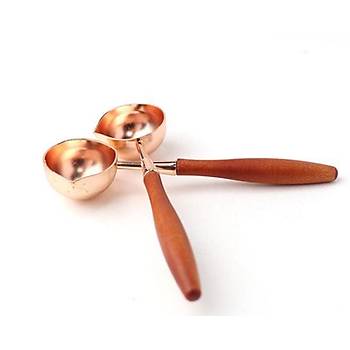 Armut Ağacı Ahşap Saplı Mum Mühürü Eritme Kaşığı Rose Gold