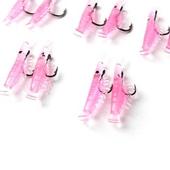 PROFISHER 20 Adet Fosforlu 3,8 cm Karides Silikon Yapay Yem 12 # İğne 