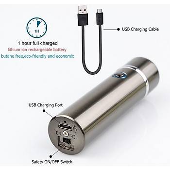 Plazma Çakmak Alevsiz 3 Ark USB Hızlı Şarj Rüzgar Geçirmez Pipo