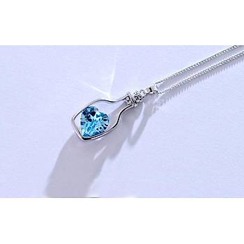 Moda Kristal iedeki Srklenen Kalp Rhinestone Kolye Zincir 