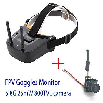 FPV Yarýþ Gözlük 5.8G 40C Çift Anten 25mW Video Verici Kamera Set 
