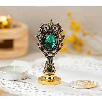 Kraliyet Yeil Tal Dkm Metal Mum Mhr Sap Antik Gold