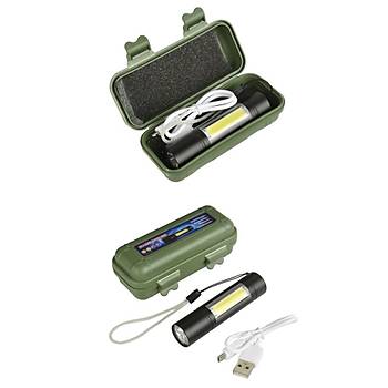 USB Şarjlı Parlak EDC LED Fener 1518 XPE+COB 1000lm 3Mod XANES