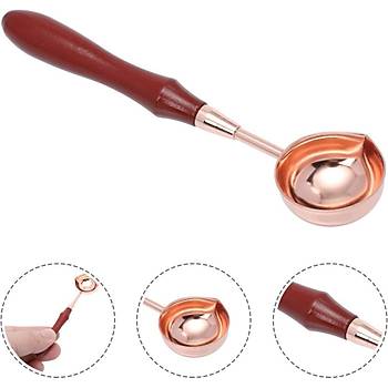 Ahşap Sap Mum Mühürü Eritme Kaşığı Paslanmaz Çelik Rose Gold