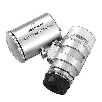 60x Mini Cep Mikroskop Kuyumcu Büyüteç LED Işık 