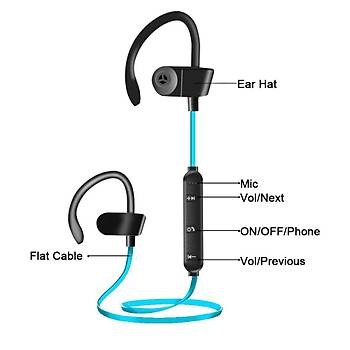 Bluetooth CSR V4.1 Mikrofonlu Kablosuz Stereo HiFi Spor Çengel Kulaklýk 