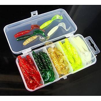 PROFISHER 51 Para Set 5 Renk Silikon Yapay Sahte Balk Simli Yem 5cm