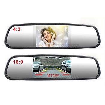 Araç Dikiz Aynasý LCD 4.3 inç Monitör - Su Geçirmez 170° Kamera