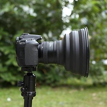 Kamera Lens Hood Anti Yans�ma G�lgelik Katlanabilir Silikon K���k 
