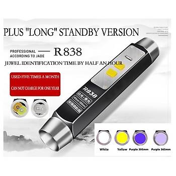 365nm 395nm UV Sarı Beyaz T6 Led 380lm 4 Renk El feneri USB Şarjlı Su Geçirmez 