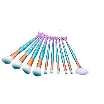 Denizkızı Mavi Makyaj Fırça 10 lu Set Güzellik Kozmetik Ekipmanları