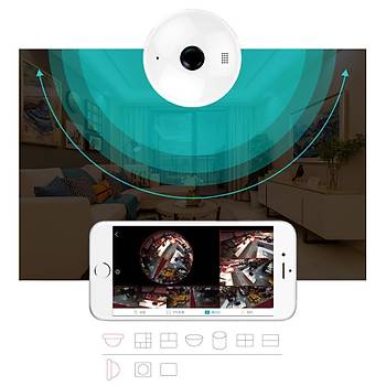 360 Panoramik Ampul IP Kamera PTZ 960P WiFi Kablosuz Hareket Alglama 