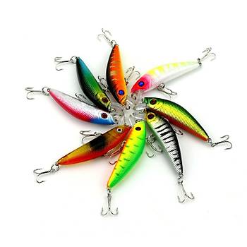 8 li Set Sert Yapay Balk Yem 3D Gzler 7 cm 8,1 gr