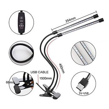 Tam Spektrum LED Işık Bitki Büyütme 5V USB 40W Zaman ve Renk Ayarı 
