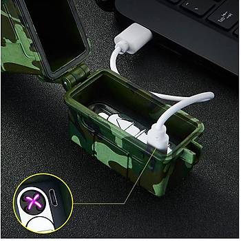 Plazma Ark Elektrikli akmak 20 li Sigara Kutusu USB arjl Su Geirmez Kamuflaj