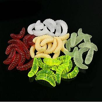 PROFISHER 50 Adet Silikon Sahte Beyaz Kurtcuk Yem 2.0 cm 0,3 gr   