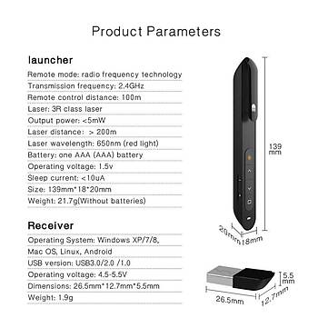 doosl kablosuz lazer presenter, RF 2.4 GHz Powerpoint Clicker 