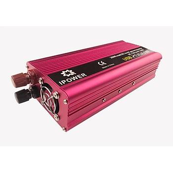 �ift USB 2000W 12V to 220V G�� �nvert�r� �arj D�n��t�r�c� Adapt�r
