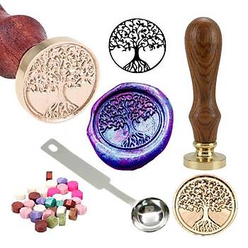 Mektup Damga Mühürü Hayat Ağacı + 30 Mühür Mumu + Metal Kaşık