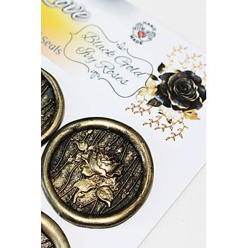 M�h�rc�m Black Gold Ivy Roses 12 Adet 3D Haz�r Kendinden Yap��kanl� Sticker M�h�r RM2111
