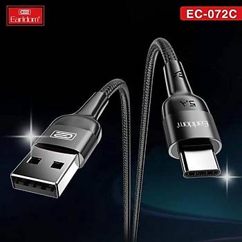 Earldom TYPE-C Telefonlar in 5A Hzl arj ve Data Kablosu Siyah Karbon rgl 