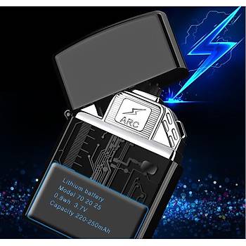 Plazma Elektronik Çakmak Çift Üst Ark USB Şarjlı Alevsiz Rüzgar Geçirmez