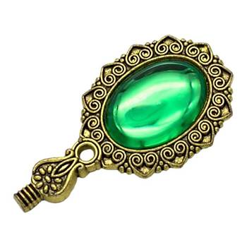 Kraliyet Yeşil Taşlı Döküm Metal Mum Mühürü Sapı Antik Gold 