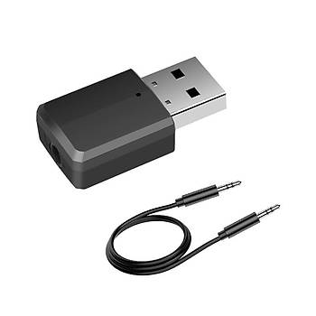 Bt V5.0 Alıcı Verici A2DP AVRCPKablosuz Ses Müzik Adaptörü 3.5mm Aux 3.2Gr