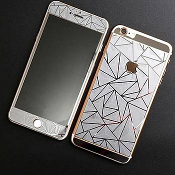iPhone 6 Plus 6S + İçin Ön/Arka Mirror Aynalı 3D Ekran Koruyucu Tamperli Cam Gümüş Renk
