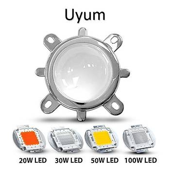 20W-120W Led ��in 44mm 90� Optik Cam Lens + Reflekt�r + Kasa