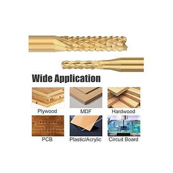 PCB Mini Karbür Freze Kesici 0.8-3.175mm 10 lu Set 3.175mm Shank