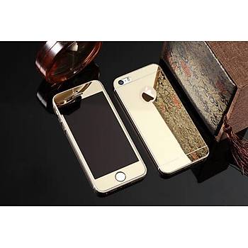 iPhone 6 6S İçin Ön/Arka Mirror Aynalı Ekran Koruyucu Tamperli Cam Gold Renk