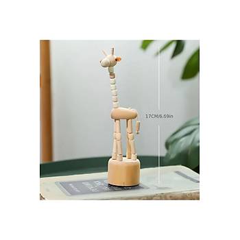 Ahşap Mühür 40mm Çap Eklemli Zürafa Figürlü Istampa Hediyeli
